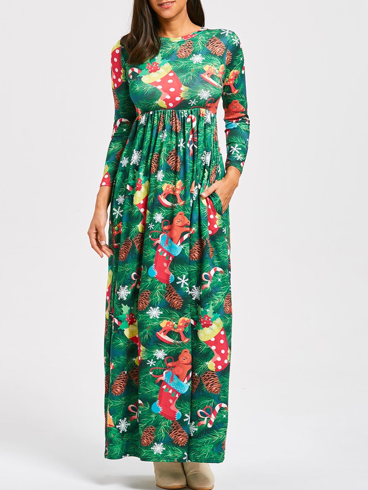 green l christmas tree snowflake printed maxi tree green l christmas tree snowflake printed maxi tree