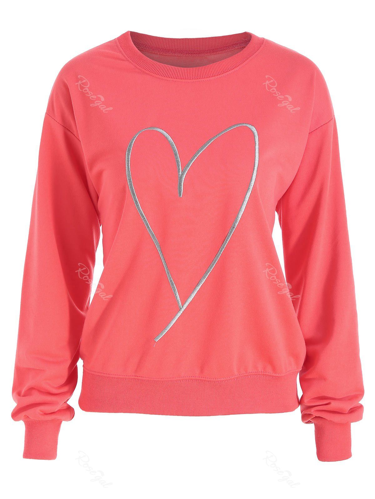

Plus Size Drop Shoulder Heart Print Sweatshirt, Red