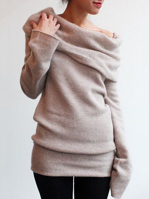 

Cowl Neck Jumper Sweater, Light khaki