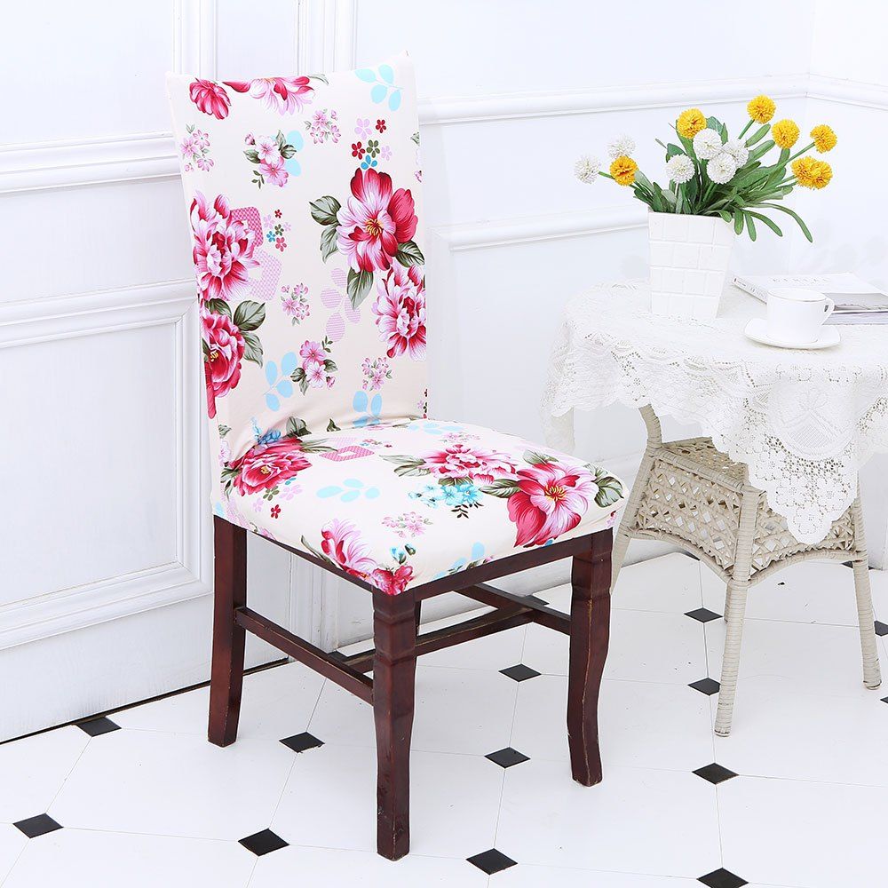 

Peony Pattern Stretch Elastic Removable Chair Cover, Colorful