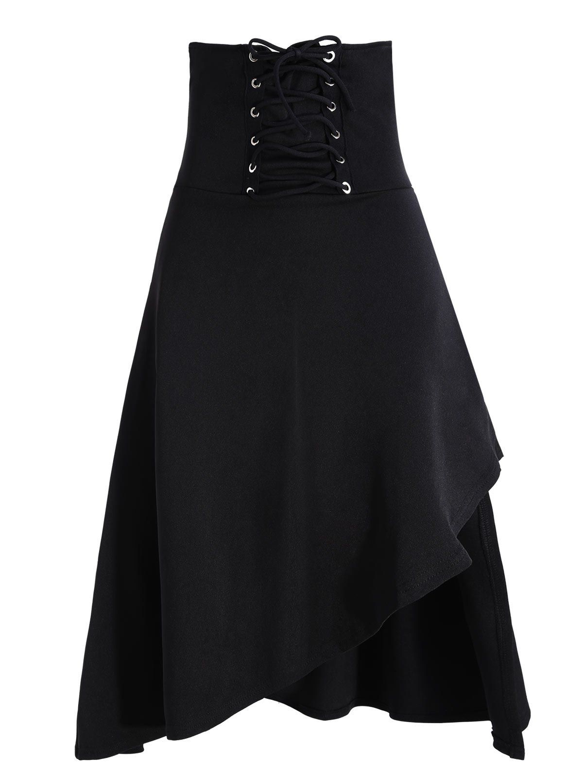 24 Off Asymmetric Lace Up Gothic Long Skirt Rosegal 4431