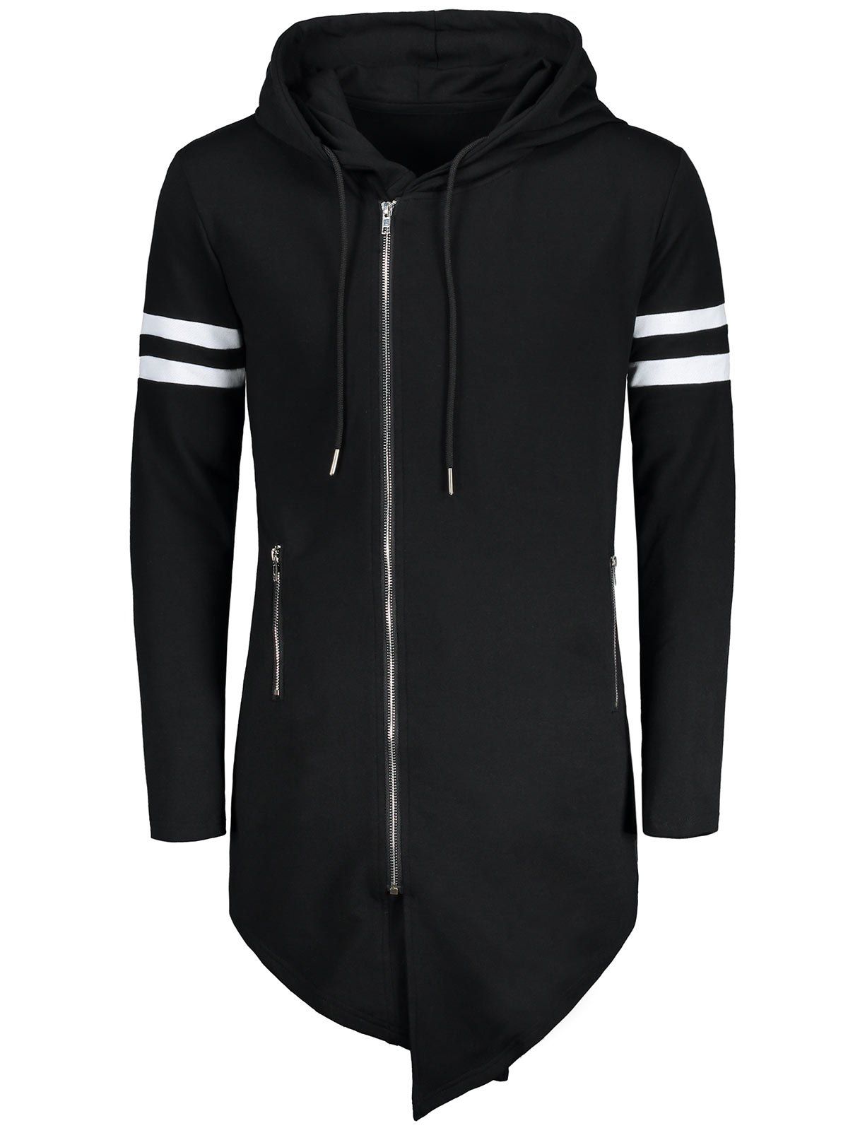 asymmetrical drawstring color block hoodie