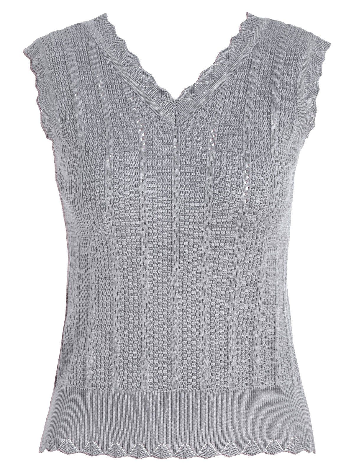 V Neck Knit Vest, Gray