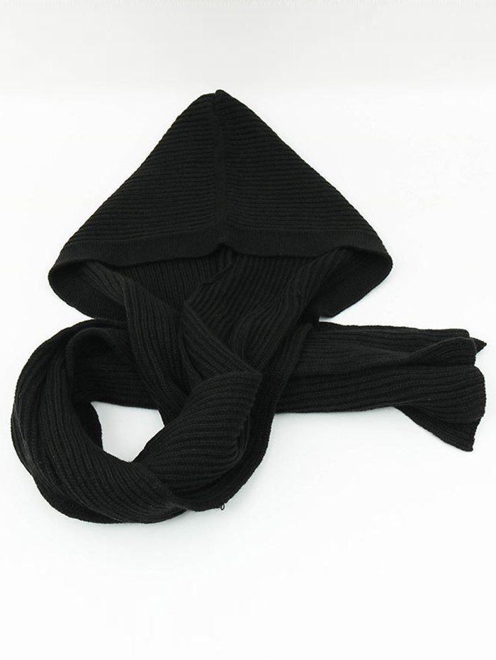 

Outdoor Crochet Hooded Scarf, Black
