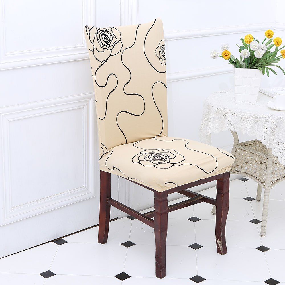 

Rose Pattern Stretch Elastic Chair Cover, Beige