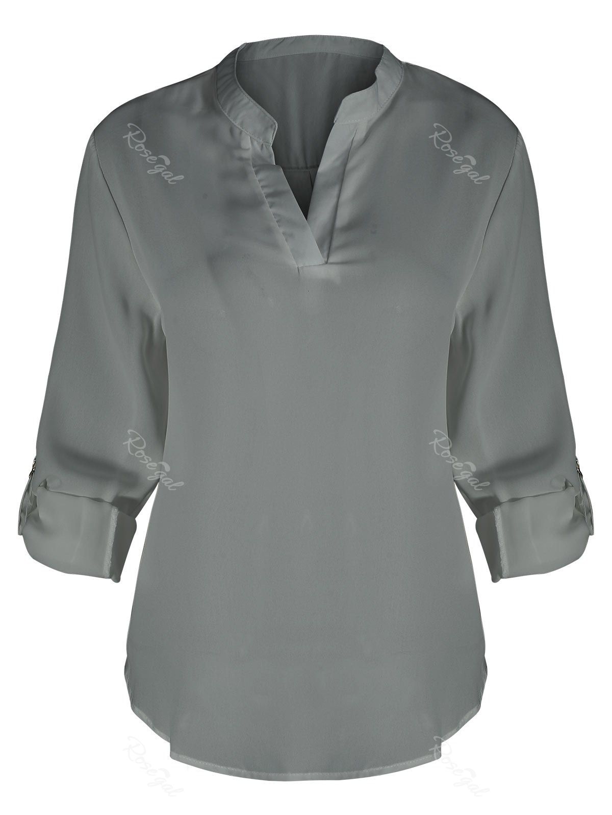 

Plus Size V Neck Blouse, Gray