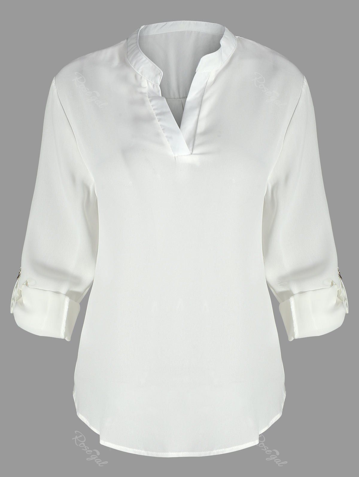 

Plus Size V Neck Blouse, White