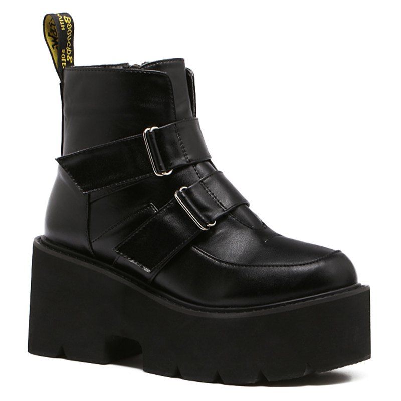 buckle platform ankle boots