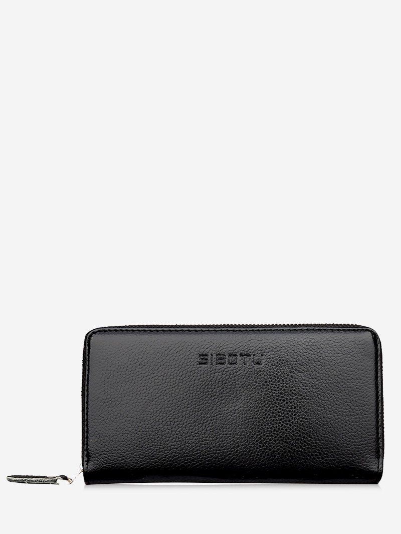 

Zip Faux Leather Clutch Wallet, Black