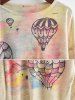 Dolman Sleeve Air Balloon Print Knitwear -  