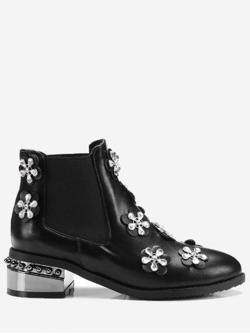 Bottes de bande élastique strass cheville Noir 39