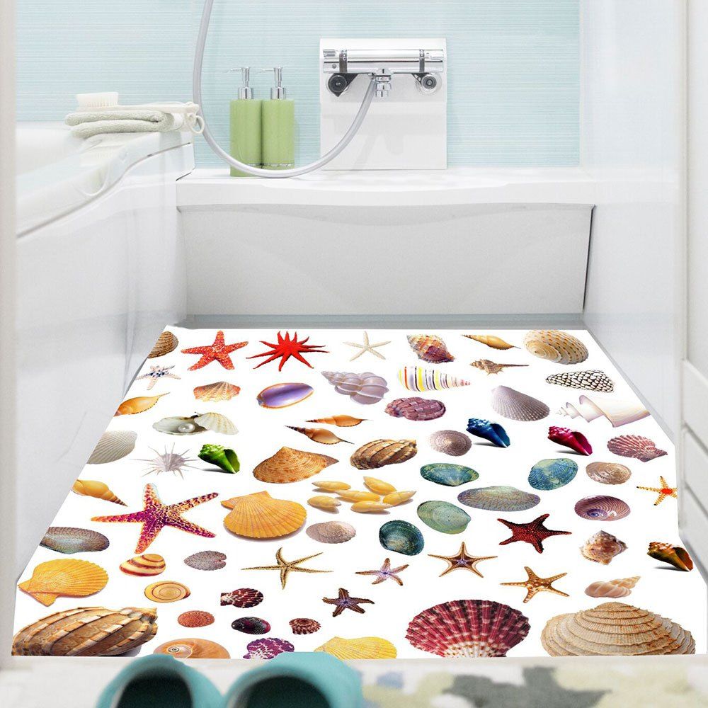 

Removable Starfish Shell Pattern Floor Sticker, Colorful