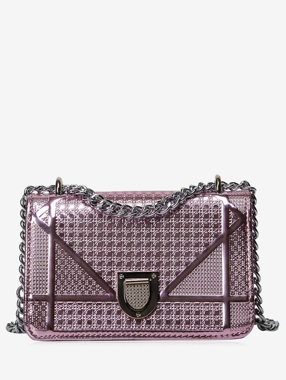 

Chain Geometric Quilted Crossbody Bag, Pink