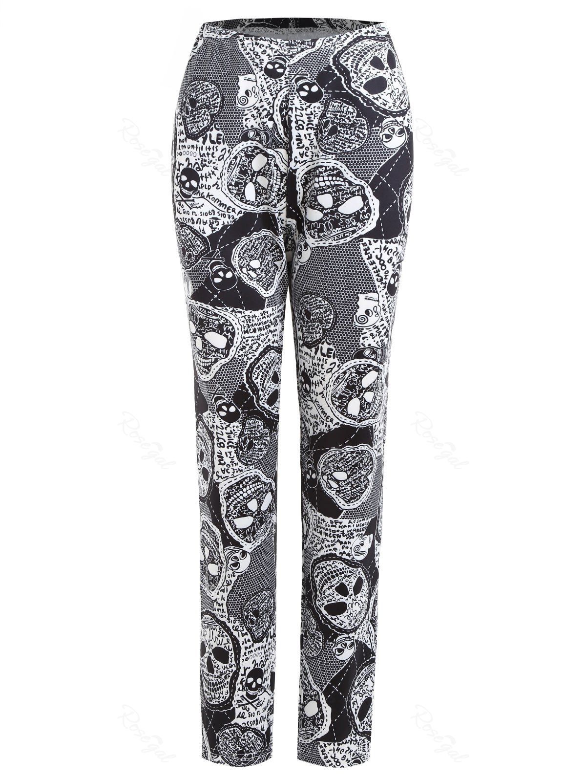 

Plus Size Halloween Skulls Printed Pants, Gray