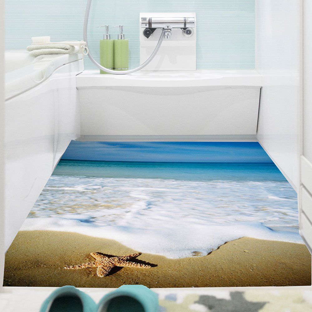 

Beach Starfish Pattern Multipurpose Decorative Wall Art Sticker, Blue + white