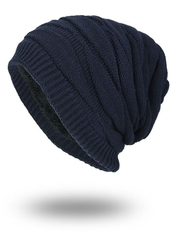 

Soft Stacking Stripe Baggy Knitted Beanie, Purplish blue