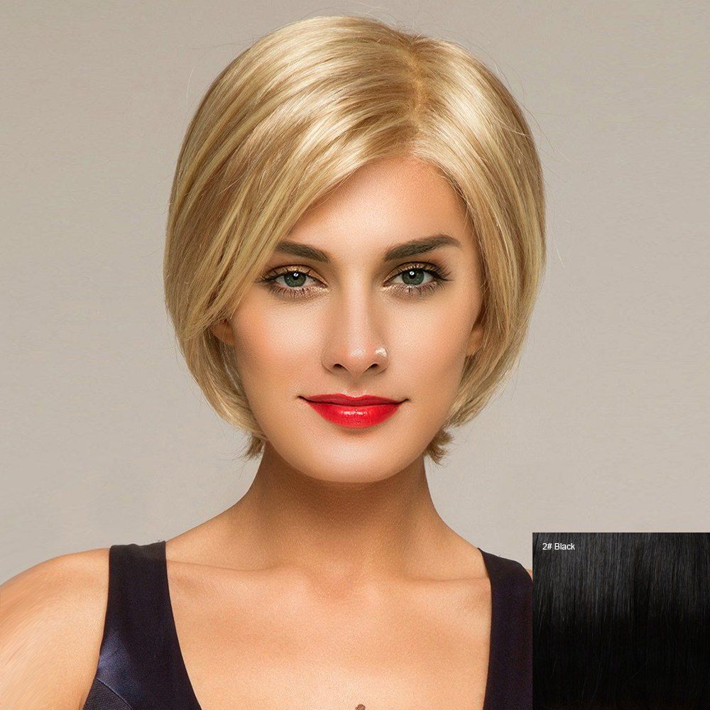 

Short Side Parting Straight Lace Front Human Hair Wig, Black