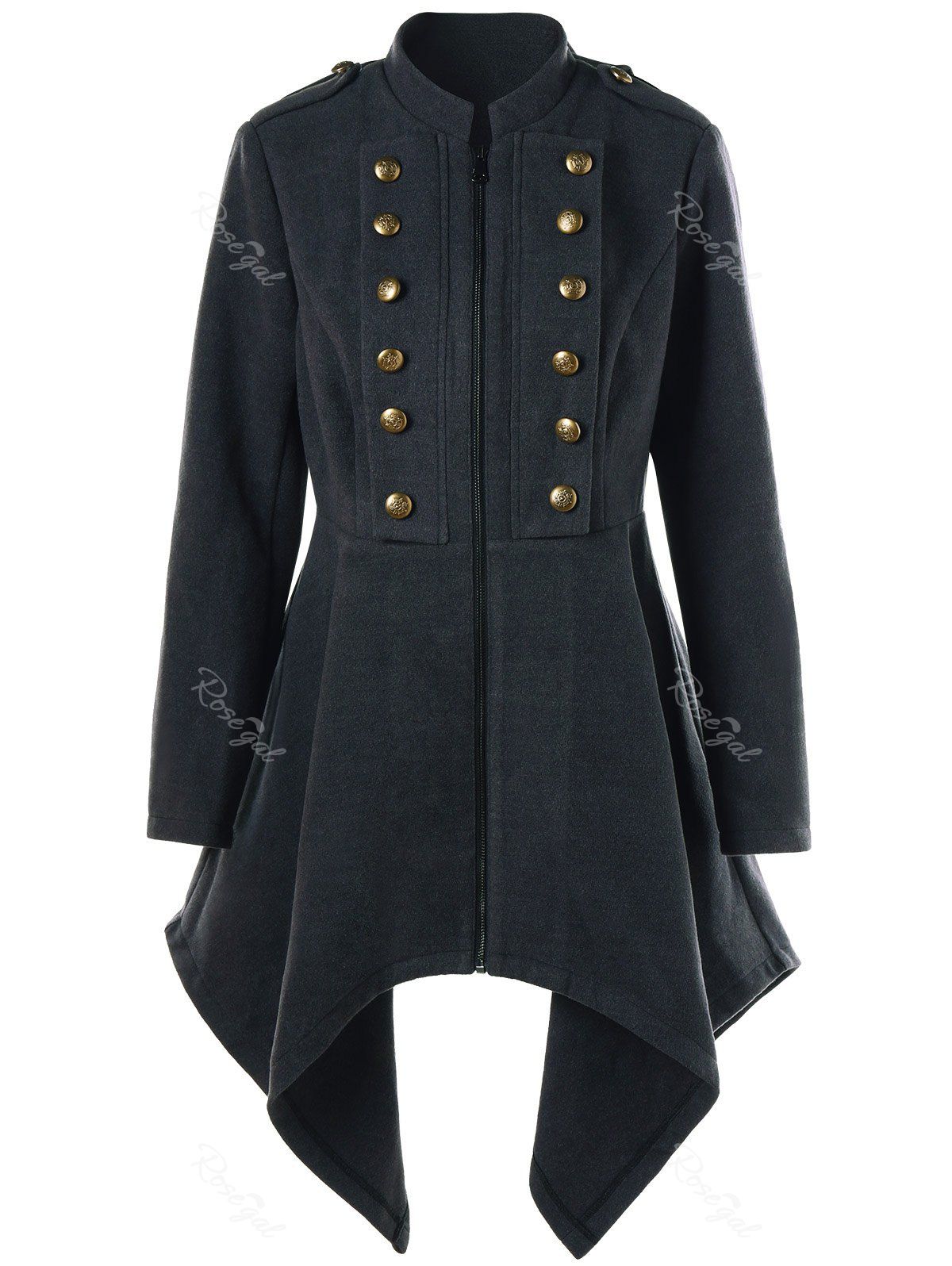 

Handkerchief Plus Size Peplum Coat, Deep gray