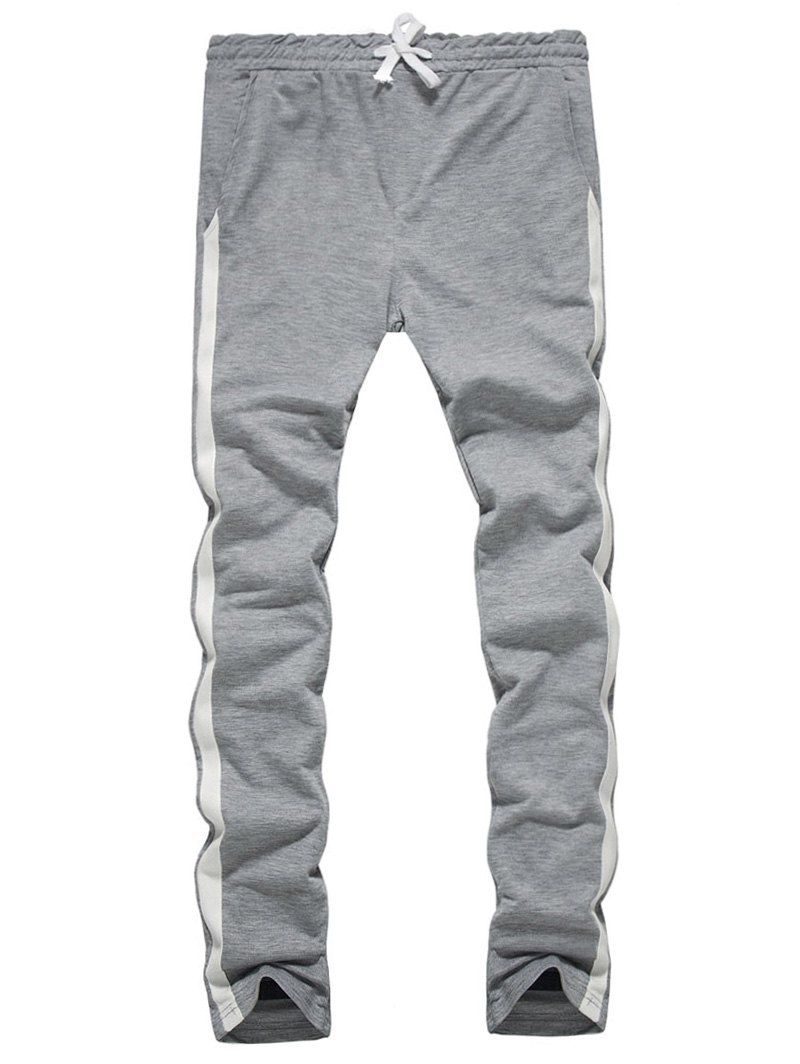 

Side Stripe Design Drawstring Sweatpants, Light gray