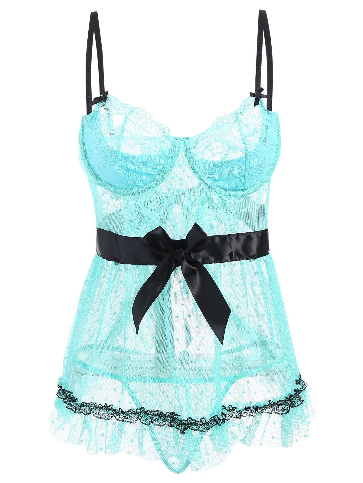 

Backless Mesh Plus Size Babydoll, Clover