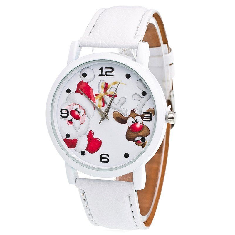 

Christmas Santa Deer Face Quartz Watch, White