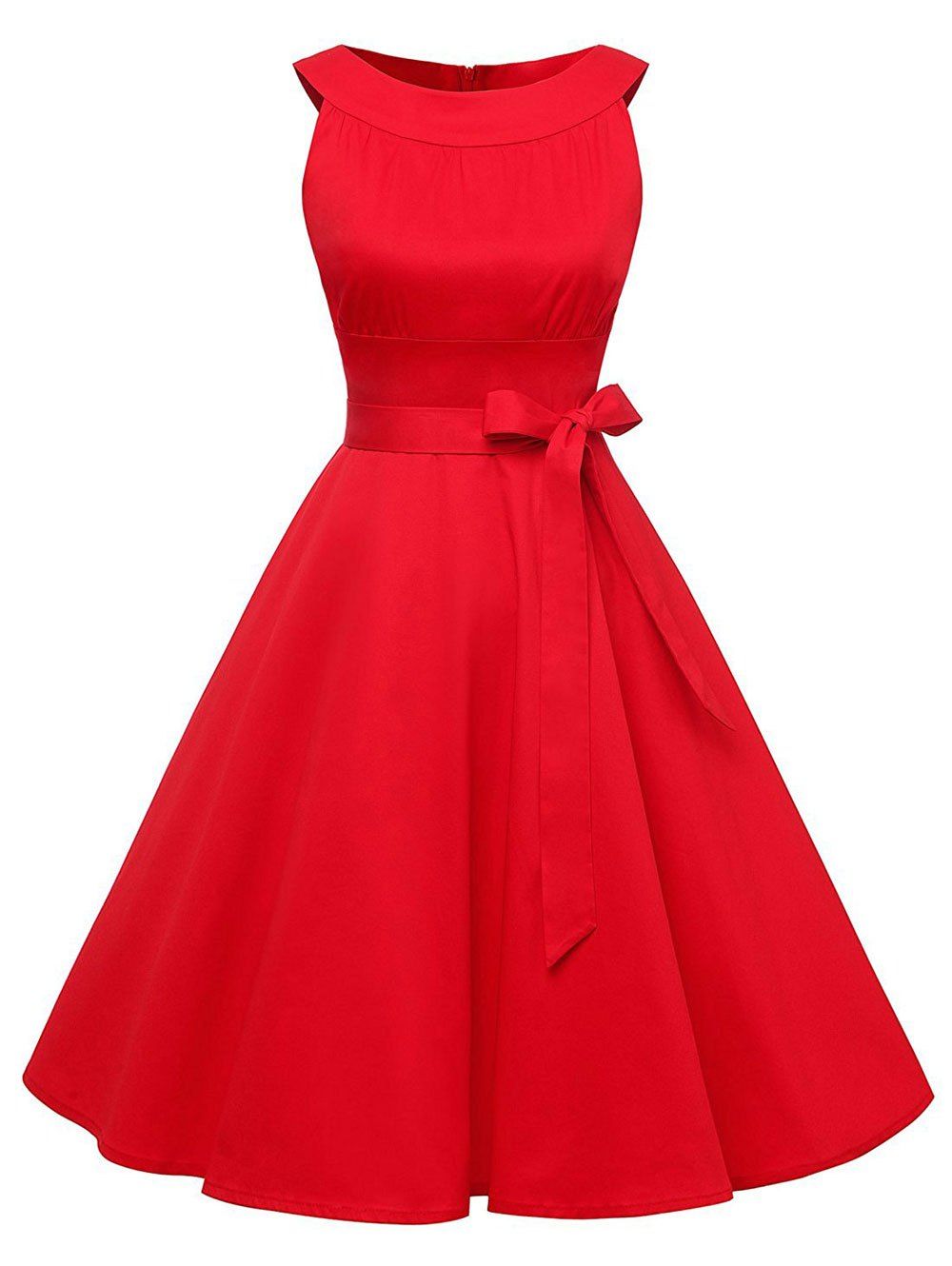 

Vintage Belted Swing Pinup Dress, Red