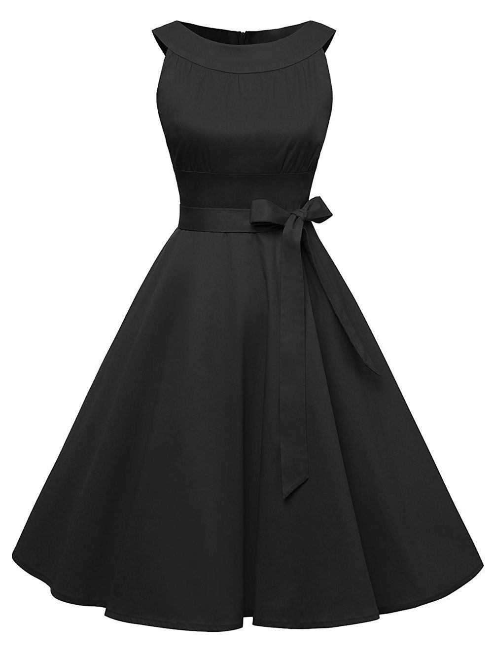 

Vintage Belted Swing Pinup Dress, Black