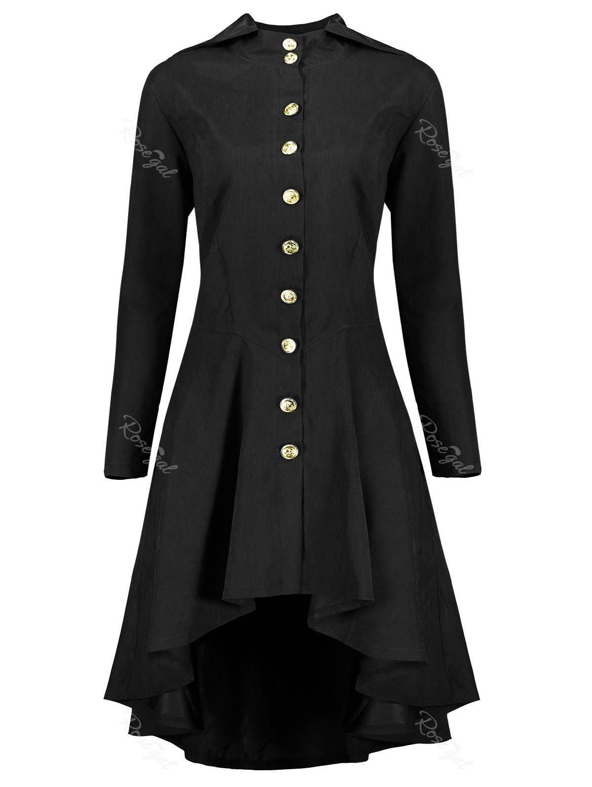 

Hooded Plus Size High Low Lace Up Coat, Black