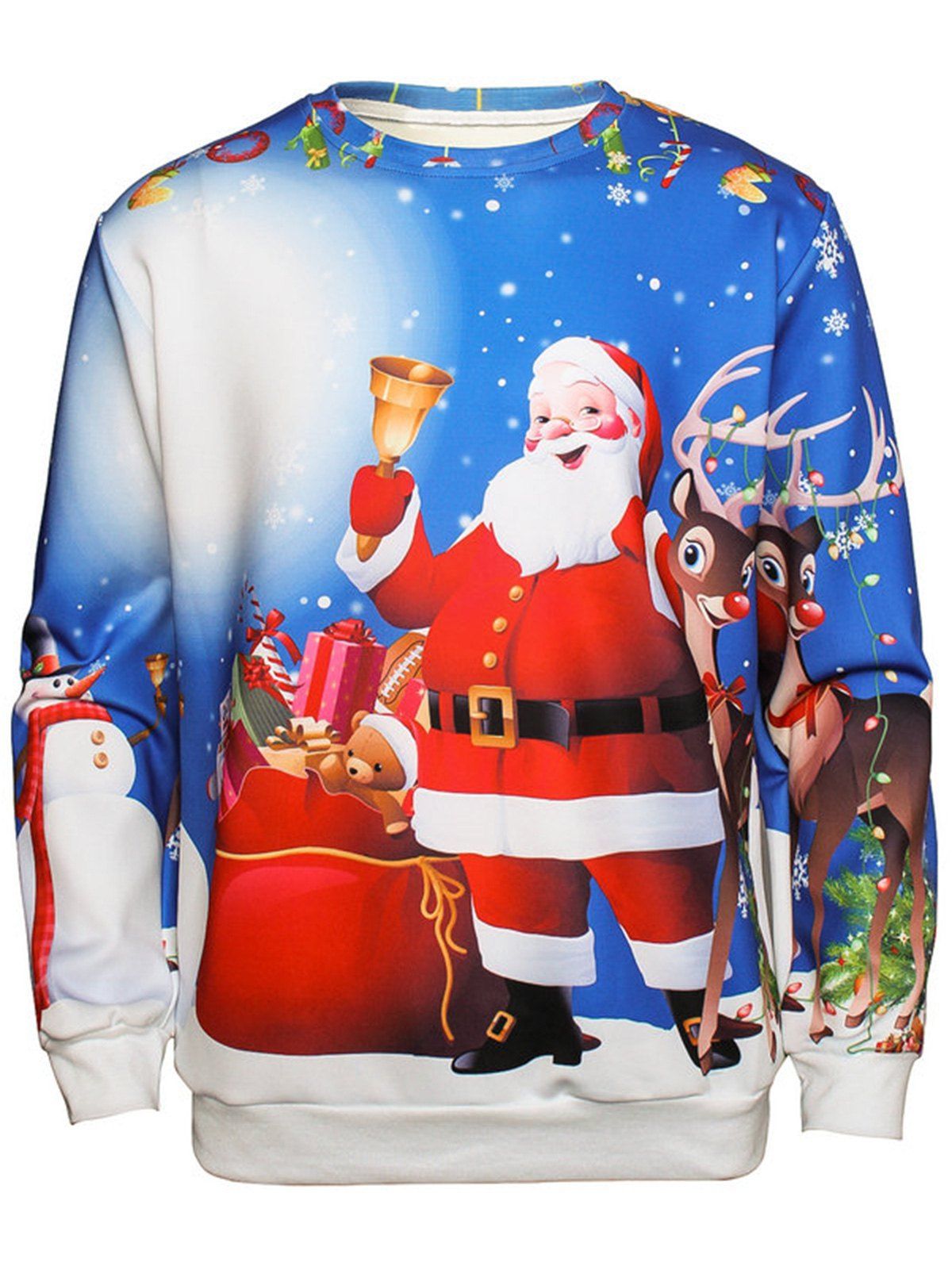 

Christmas Santa Print Pullover Sweatshirt, Colormix