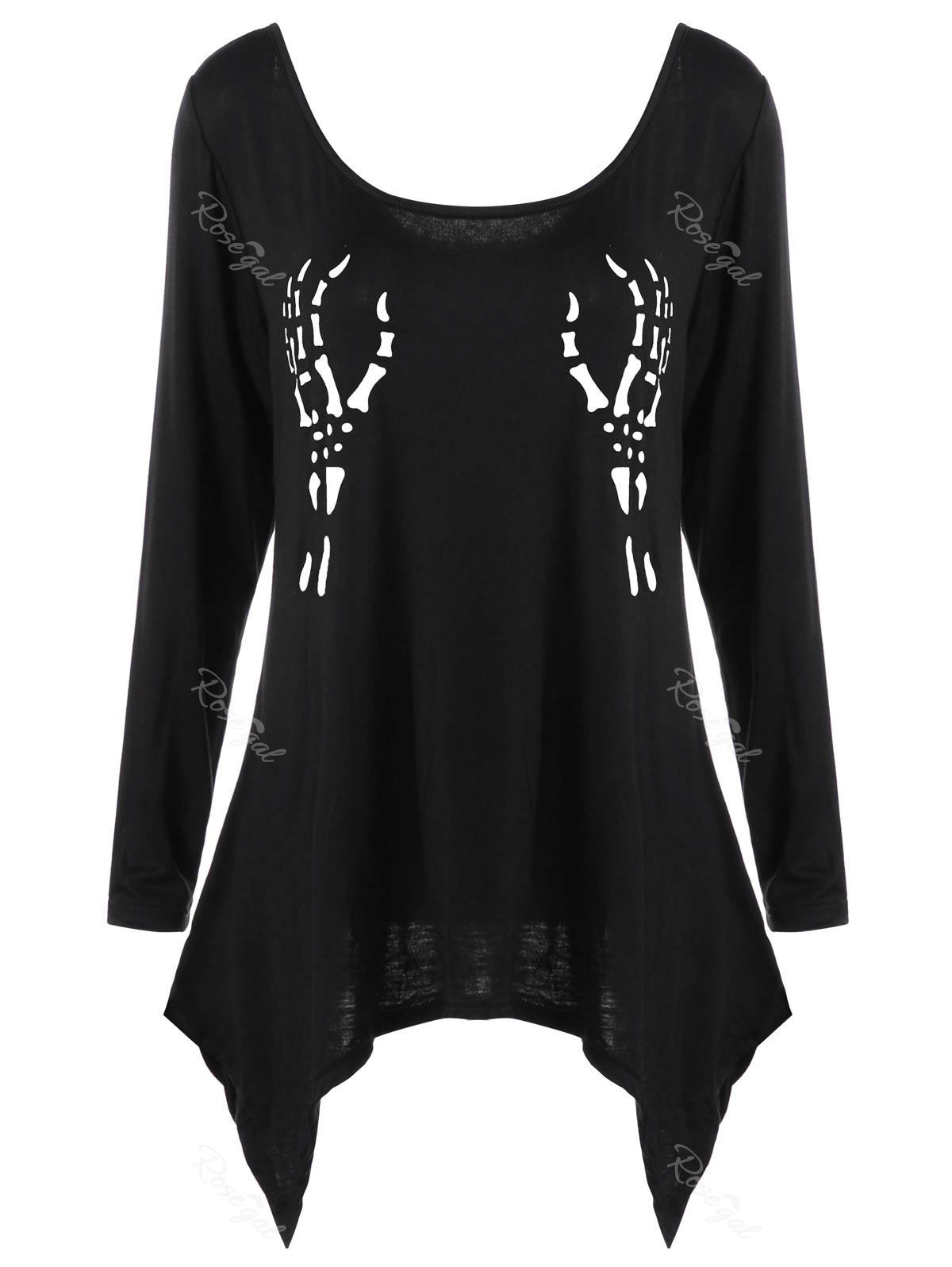 

Halloween Plus Size Monochrome Scoop Neck Top, Black