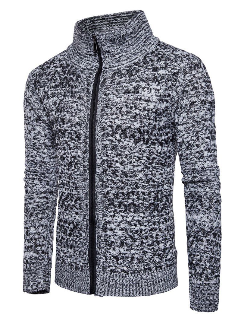 

Knit Blends Turtle Neck Zip Up Sweater, Light gray