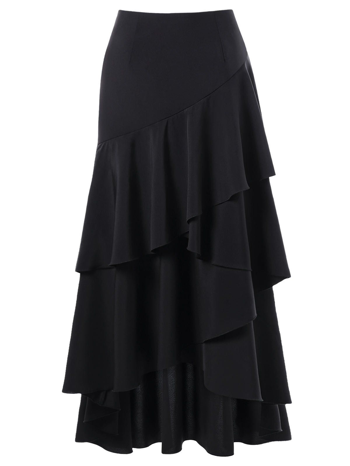 

Martina Flounced Maxi Skirt, Black