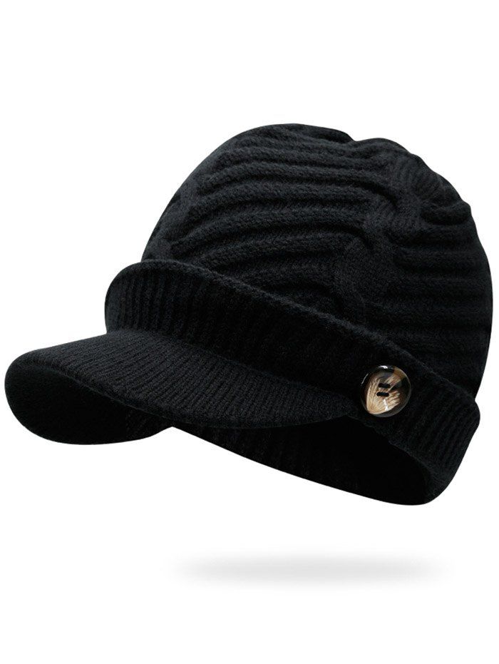 

Mix Color Cable Knit Military Hat, Black