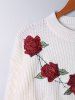 Embroidered Cable Knit Sweater -  