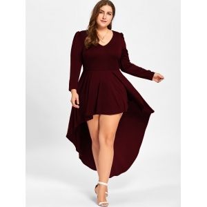 wine red 2xl plus size long sleeve cocktail dress rosegal com a line plus size dress