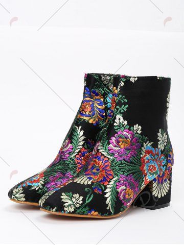 Ankle Embroidery Floral Boots