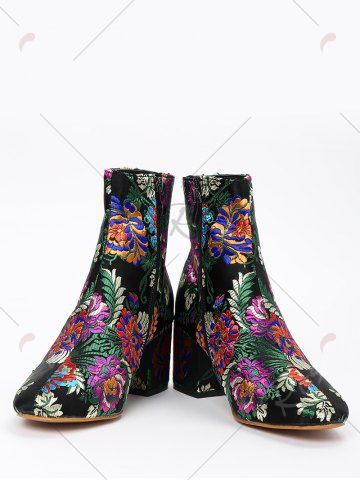 Ankle Embroidery Floral Boots