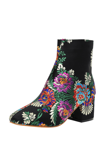Ankle Embroidery Floral Boots
