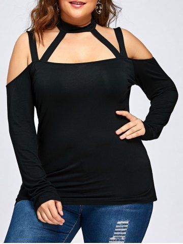 [61% OFF] Plus Size Cut Out Halter Neck Top | Rosegal