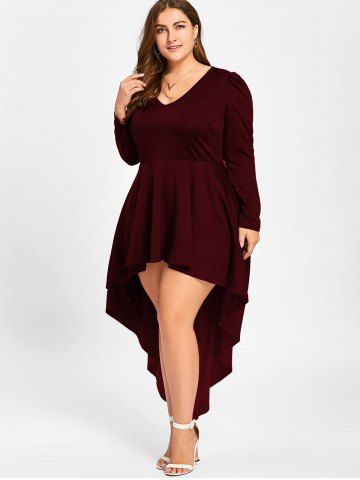 

Plus Size Long Sleeve Cocktail Dress, Wine red