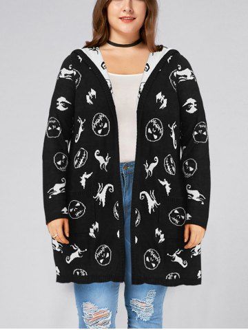 Black 4xl Halloween Plus Size Hooded Pockets Graphic Cardigan 1510294177629113276 Halloween Plus Size Hooded Pockets 1330336html