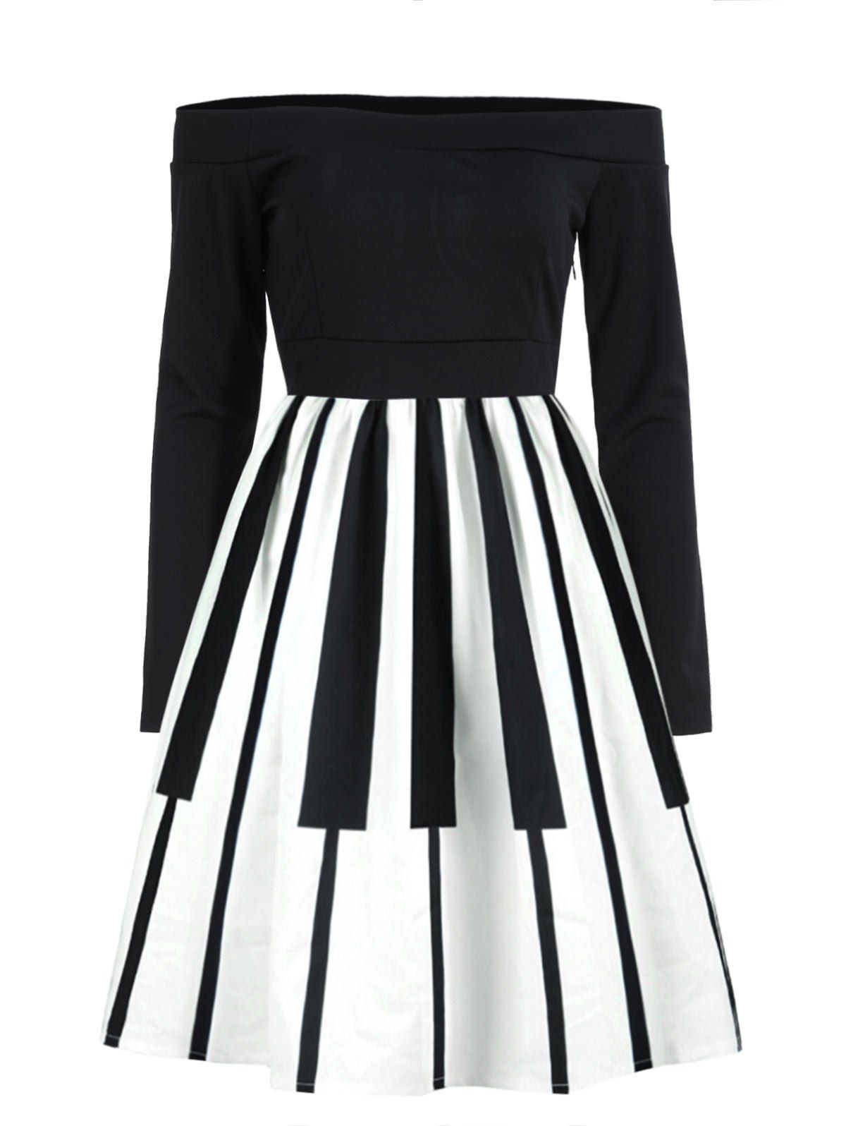 1950s White Off the Shoulder Dress