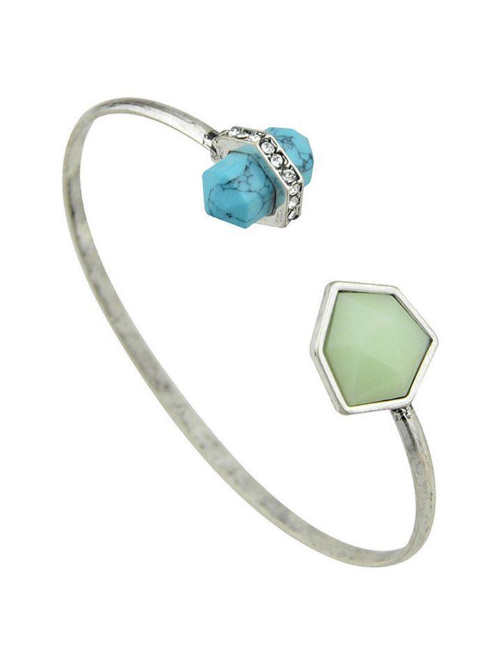 

Rhinestoned Faux Gem Cuff Bracelet, Silver