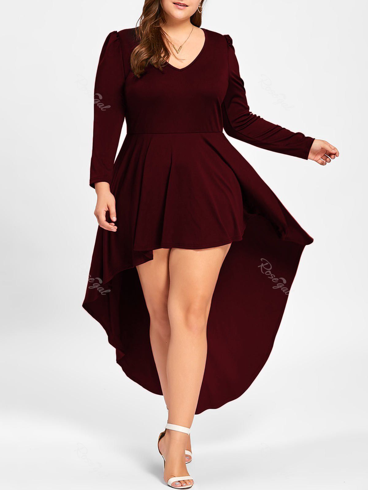 [56% OFF] Plus Size Long Sleeve Cocktail Dress | Rosegal