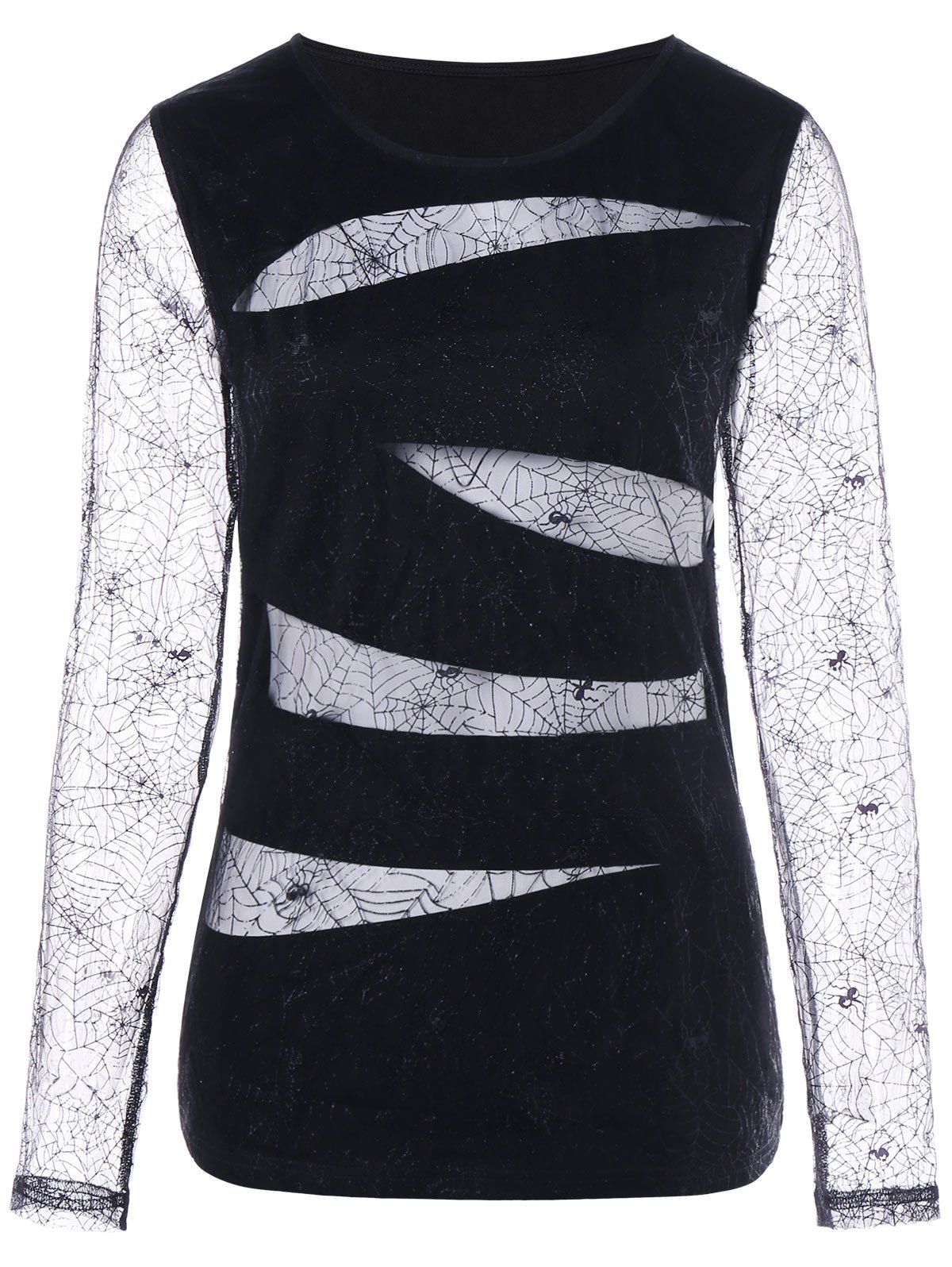 

Halloween Cut Out Spider Net Top, Black