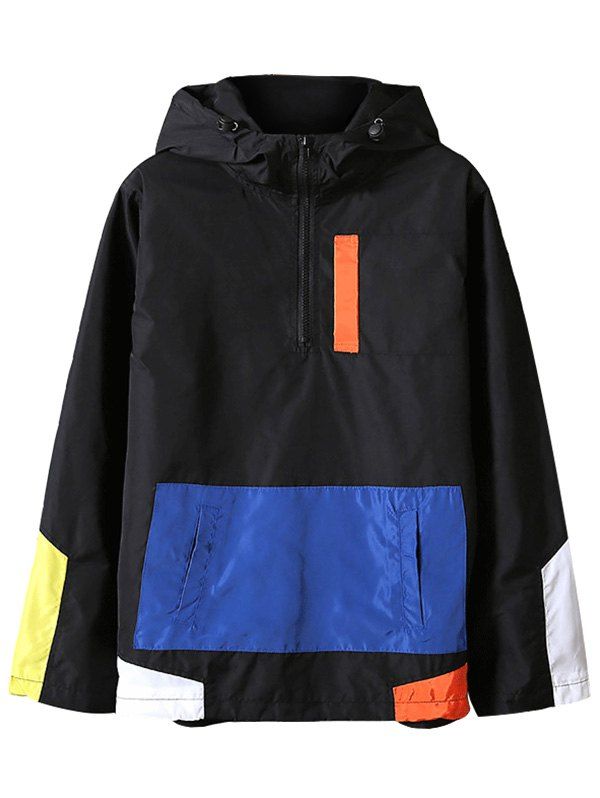 

Colorblocked Half Zip Anorak Jacket, Black