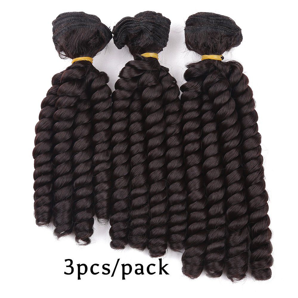 

3Pcs Spring Curly Twist Braids Short Synthetic Hair Weaves, Brown