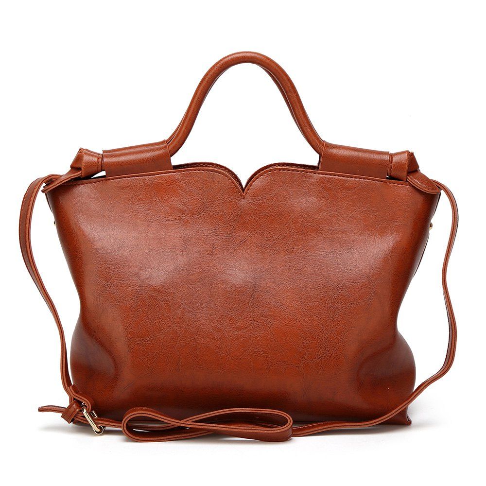 

PU Leather Handbag With Strap, Brown