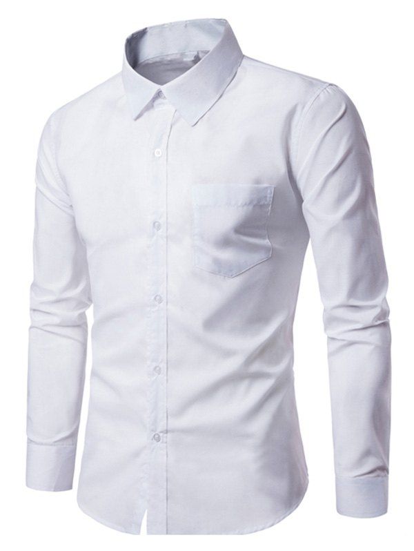 

Chest Pocket Slim Fit Long Sleeve Shirt, White