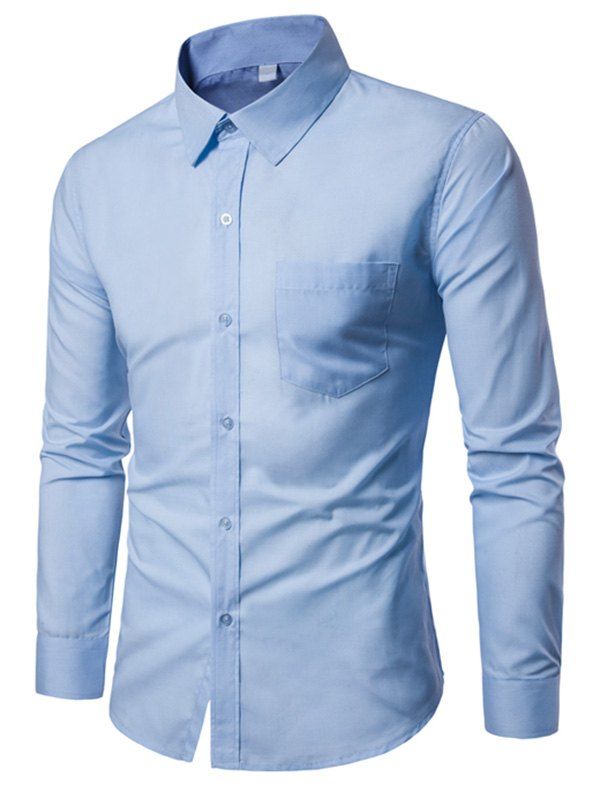 

Chest Pocket Slim Fit Long Sleeve Shirt, Blue